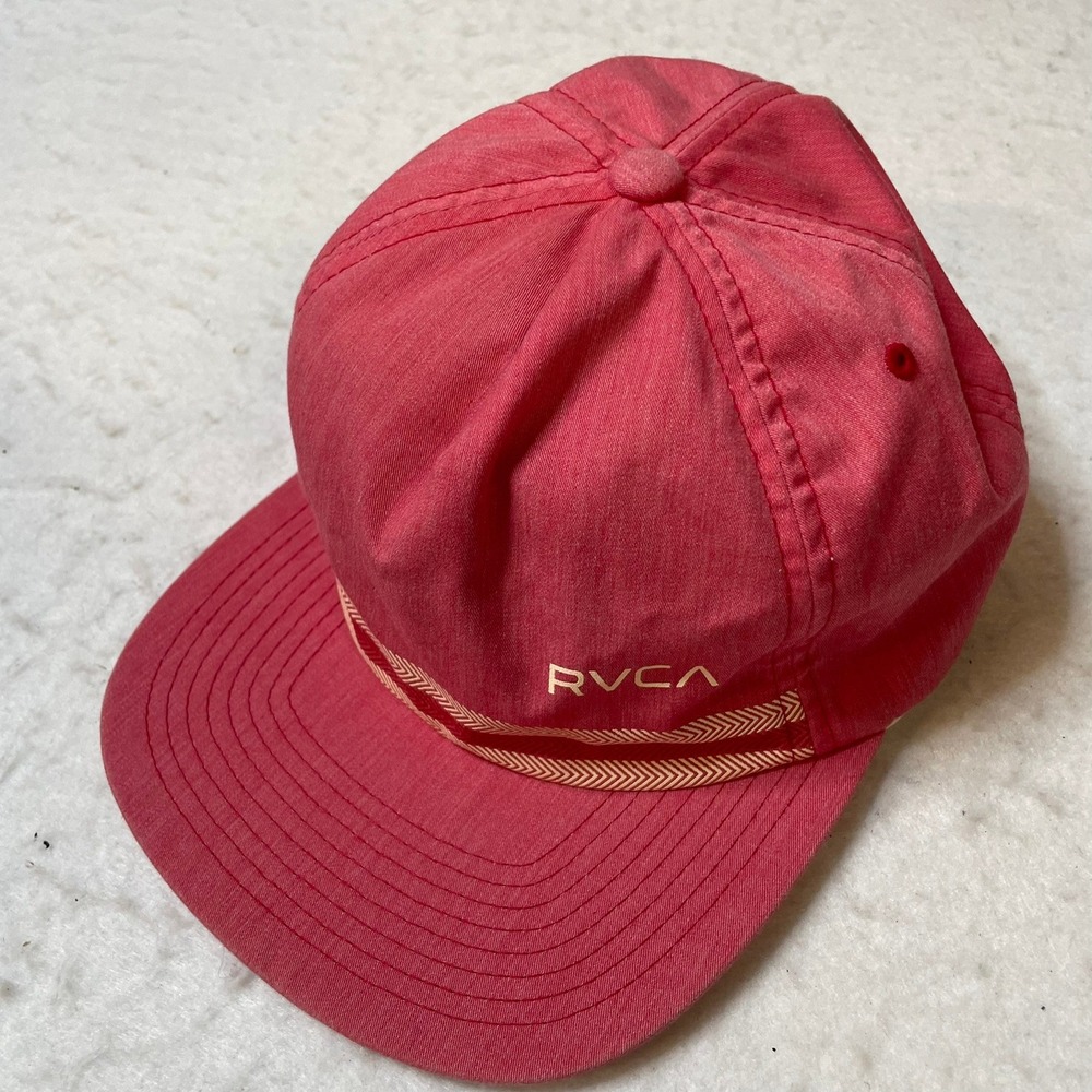 RVCA‎ Mens Red Rope Detail Baseball Cap Snapback Adjustable Cotton Blend